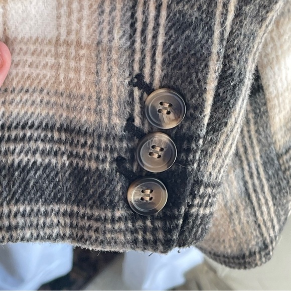 H&M Cream Plaid Women's Blazer Jacket - Picture 4 of 9